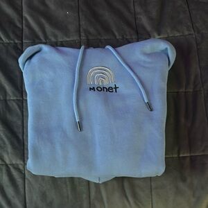 Money hoodie sky blue color, designed on back